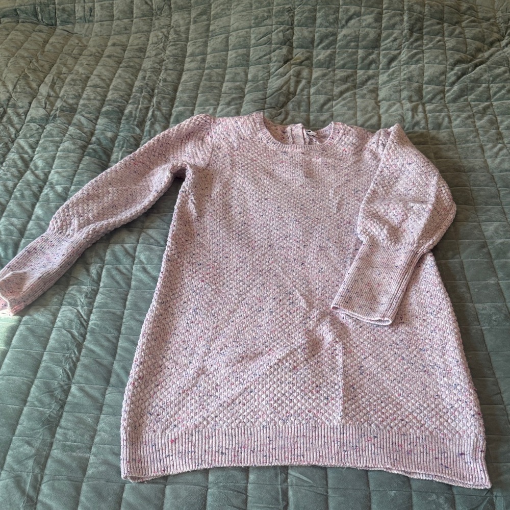 Janie and Jack Light Pink and Blue Crew Neck Sweater Dress